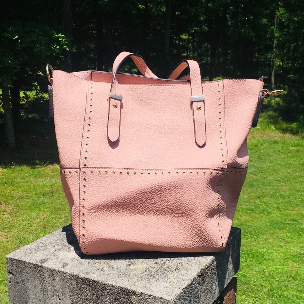 Faux leather Mauve Handbag + small purse bundle